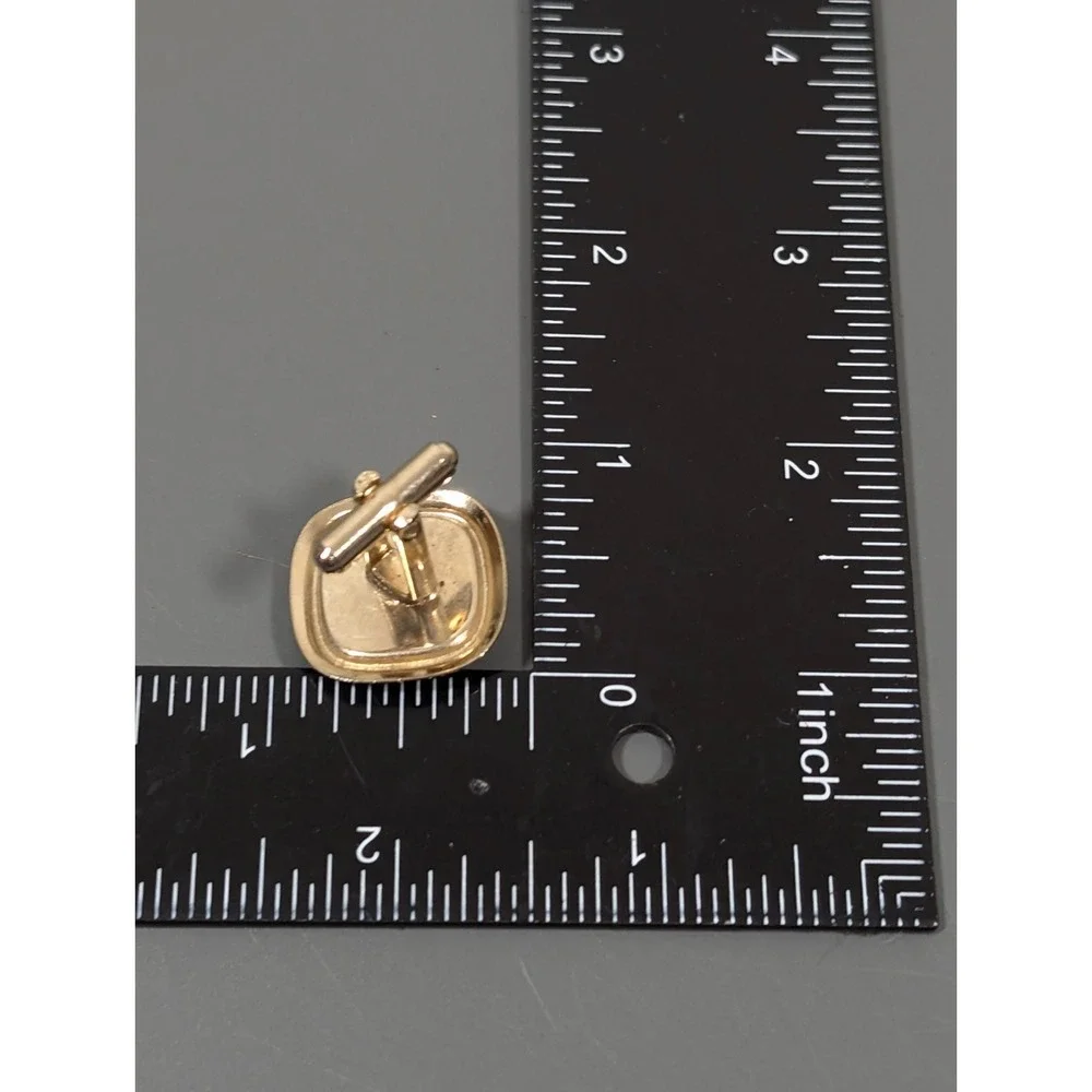 Vintage White Glass Ornate‎ Gold Tone Square Cufflinks